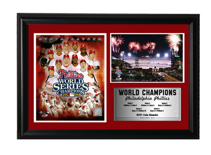 Philadelphia Phillies World Champions Team Photograph with Statistics Nested on a 12" x 15" Plaque 