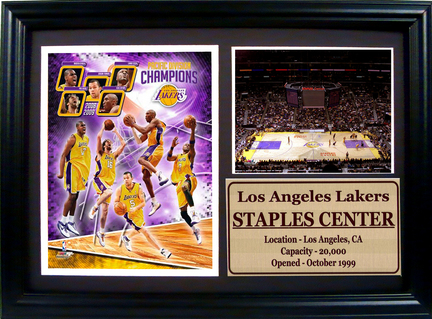 Los Angeles Lakers 2009 Team Photograph with Statistics Nested on a 12" x 15" Plaque 
