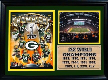 Green Bay Packers Super Bowl XLV Champions Stadium Photograph in a 12" x 18" Statistics Plaque 