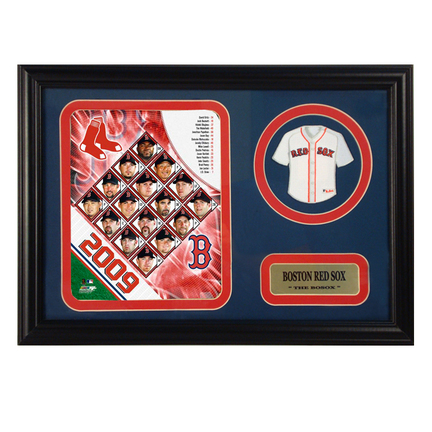 2009 Boston Red Sox Photograph with Team Jersey Patch in a 12" x 18" Deluxe Frame