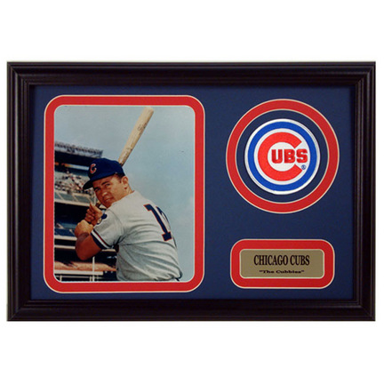 Ron Santo Photograph with Team Logo Patch in a 12" x 18" Deluxe Frame