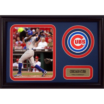 Alfonso Soriano Photograph with Team Logo Patch in a 12" x 18" Deluxe Frame