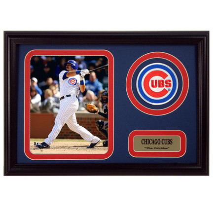 Geovany Soto Photograph with Team Logo Patch in a 12" x 18" Deluxe Frame