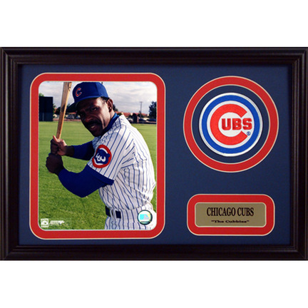 Andre Dawson Photograph with Team Logo Patch in a 12" x 18" Deluxe Frame
