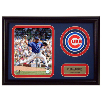 Carlos Zambrano Photograph with Team Logo Patch in a 12" x 18" Deluxe Frame