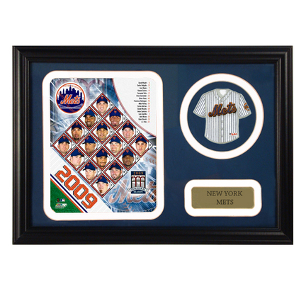 2009 New York Mets Photograph with Team Jersey Patch in a 12" x 18" Deluxe Frame