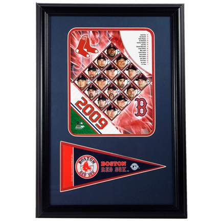2009 Boston Red Sox Photograph with Team Pennant in a 12" x 18" Deluxe Frame