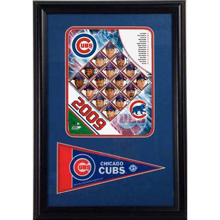 2009 Chicago Cubs Photograph with Team Pennant in a 12" x 18" Deluxe Frame