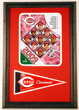 2009 Cincinnati Reds Photograph with Team Pennant in a 12" x 18" Deluxe Frame