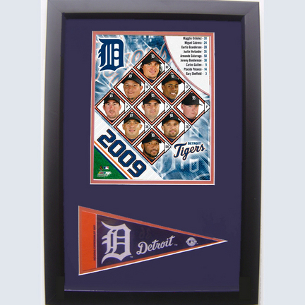 2009 Detroit Tigers Photograph with Team Pennant in a 12" x 18" Deluxe Frame