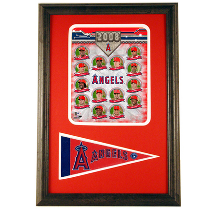 2008 Los Angeles Angels of Anaheim Photograph with Team Pennant in a 12" x 18" Deluxe Frame