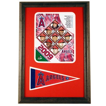 2009 Los Angeles Angels of Anaheim Photograph with Team Pennant in a 12" x 18" Deluxe Frame