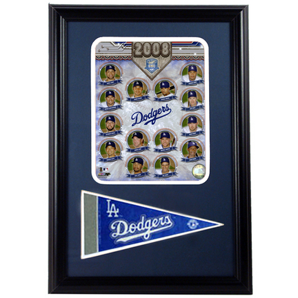 2008 Los Angeles Dodgers Photograph with Team Pennant in a 12" x 18" Deluxe Frame