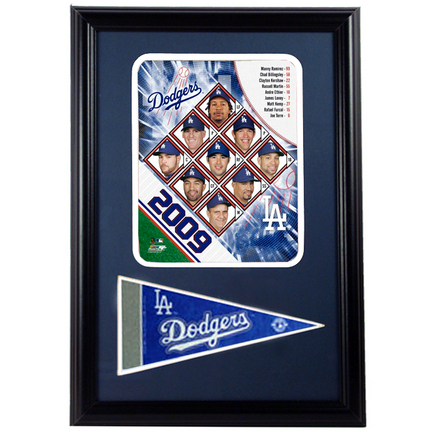 2009 Los Angeles Dodgers Photograph with Team Pennant in a 12" x 18" Deluxe Frame