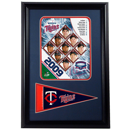 2009 Minnesota Twins Photograph with Team Pennant in a 12" x 18" Deluxe Frame