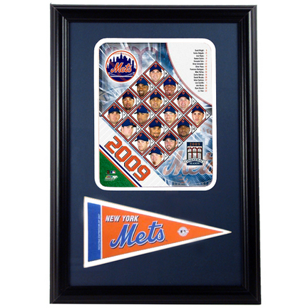2009 New York Mets Photograph with Team Pennant in a 12" x 18" Deluxe Frame