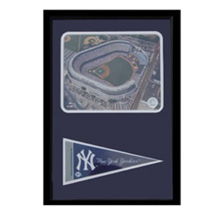 New York Yankees Stadium Photograph with Team Pennant in a 12" x 18" Deluxe Frame