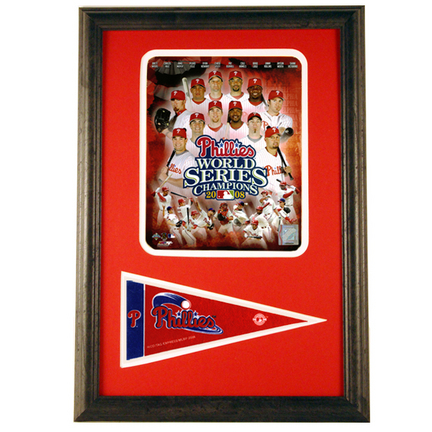 Philadelphia Phillies "2008 World Series" Photograph with Team Pennant in a 12" x 18" Deluxe Frame