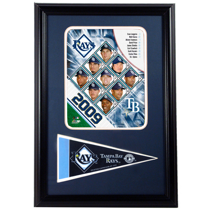 2009 Tampa Bay Rays Photograph with Team Pennant in a 12" x 18" Deluxe Frame