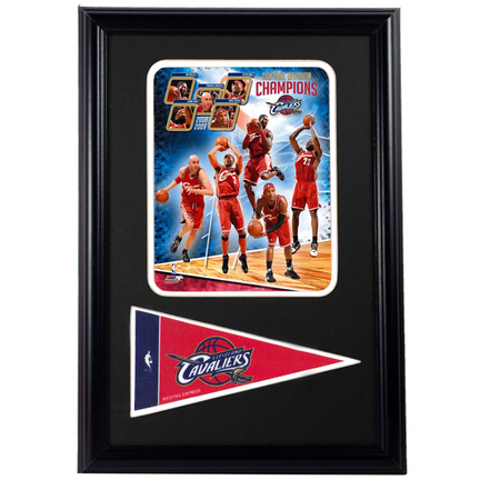 2009 Cleveland Cavaliers Photograph with Team Pennant in a 12" x 18" Deluxe Frame