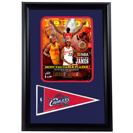 LeBron James MVP Photograph with Team Pennant in a 12" x 18" Deluxe Frame