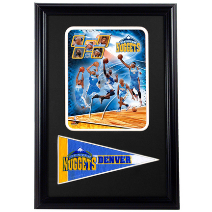 2009 Denver Nuggets Photograph with Team Pennant in a 12" x 18" Deluxe Frame