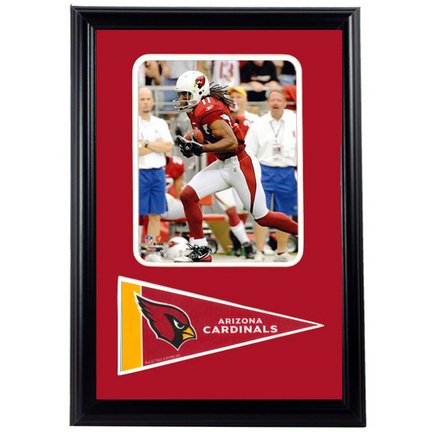 Larry Fitzgerald Photograph with Team Pennant in a 12" x 18" Deluxe Frame
