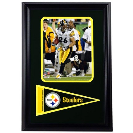 Pittsburgh Steelers Championship Hines Ward Photograph with Team Pennant in a 12" x 18" Deluxe Frame