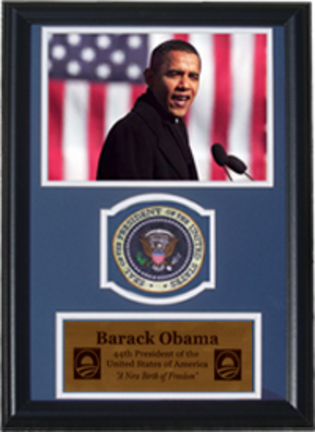 Barack Obama "Speech" Photograph with Presidential Commemorative Patch in a 12" x 18" Deluxe Frame 