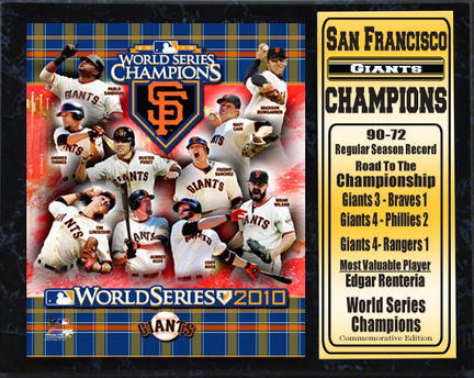 San Francisco Giants 2010 World Series Champions Statistics 12" x 15" Plaque