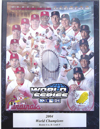 Boston Red Sox vs. St. Louis Cardinals 2004 World Series Championship Photograph Nested on a 9" x 12" Plaque 