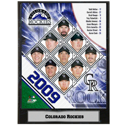 Colorado Rockies 2009 Team Photograph Nested on a 9" x 12" Plaque