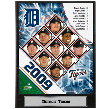 Detroit Tigers 2009 Team Photograph Nested on a 9" x 12" Plaque