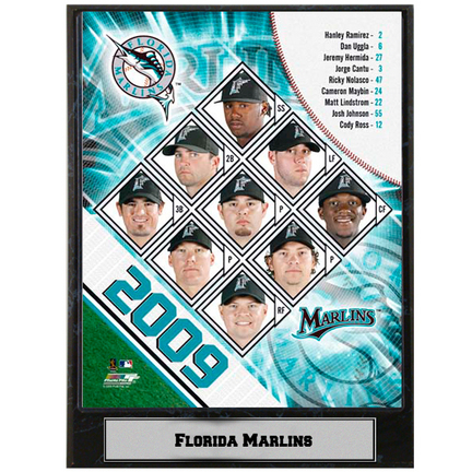 2009 Florida Marlins Team Photograph Nested on a 9" x 12" Plaque