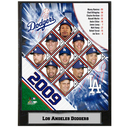 Los Angeles Dodgers 2009 Team Photograph Nested on a 9" x 12" Plaque