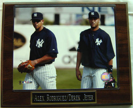 Alex Rodriguez and Derek Jeter Photograph Nested on a 9" x 12" Plaque