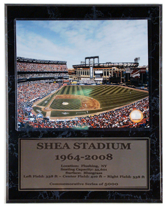 Shea Stadium Photograph with Statistics Nested on a 12" x 15" Plaque 