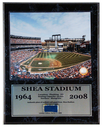 Shea Stadium Photograph with Wall Panel Nested on a 12" x 15" Plaque 