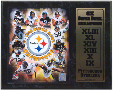 Pittsburgh Steelers Championship Team Photograph with Statistics Nested on a 12" x 15" Plaque