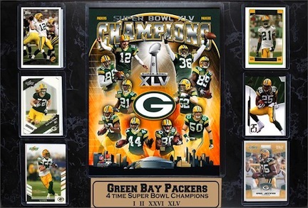 Green Bay Packers Super Bowl XLV Champions Six Card 13" x 20" Plaque 