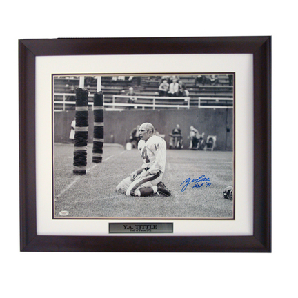 Y.A. Tittle Autographed 16" x 20" Photograph and Engraved Name in a Deluxe Frame 