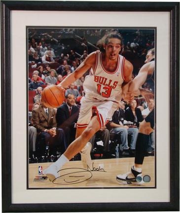 Joakim Noah White Autographed 16" x 20" Photograph in a Deluxe Frame