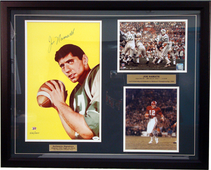 Joe Namath Photo Collage with Autographed 16" x 20" Photograph in a Deluxe Frame