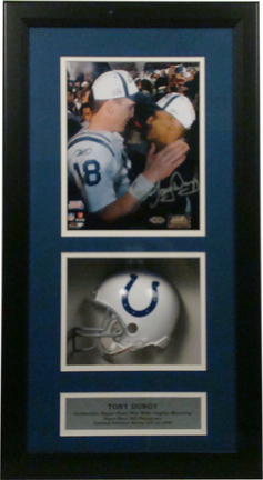 Tony Dungy Mini Helmet and Autographed 8" x 10" Photograph in Deluxe Framed Shadow Box