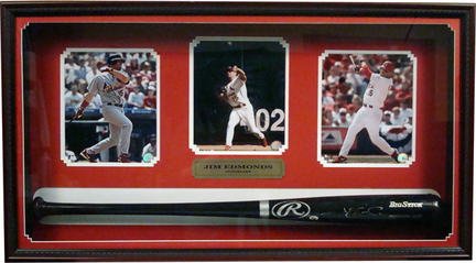 Jim Edmonds Photo Collage and Autographed Baseball Bat in Deluxe Framed Shadow Box