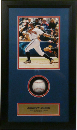 Andruw Jones 8" x 10" Photograph and Autographed Baseball in Deluxe Framed Shadow Box