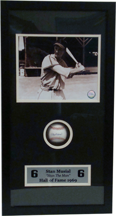 Stan Musial 8" x 10" Photograph and Autographed Baseball in Deluxe Framed Shadow Box