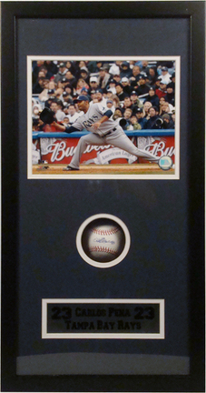 Carlos Pena 8" x 10" Photograph and Autographed Baseball in Deluxe Framed Shadow Box