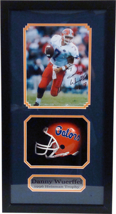 Danny Wuerffel Mini Helmet and Autographed 8" x 10" Photograph in Deluxe Framed Shadow Box