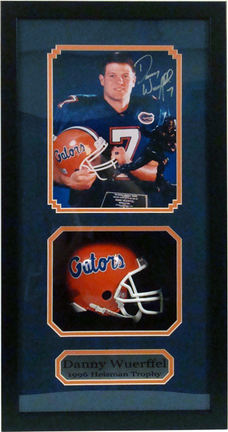 Danny Wuerffel Mini Helmet and Autographed "Portrait" 8" x 10" Photograph in Deluxe Framed Shadow Bo